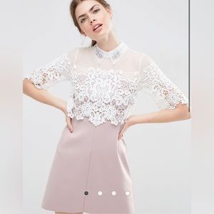 😍GORGEOUS Asos white lace and blush dress